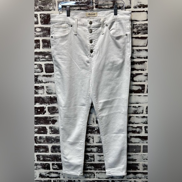 Madewell White Button Fly High Rise Crop Jeans Size 32 - Picture 1 of 6